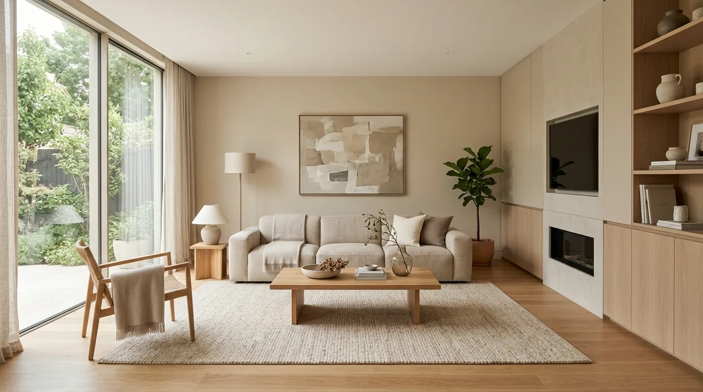 Finish with warmth, not extra clutter inspiration for a minimalist living room.